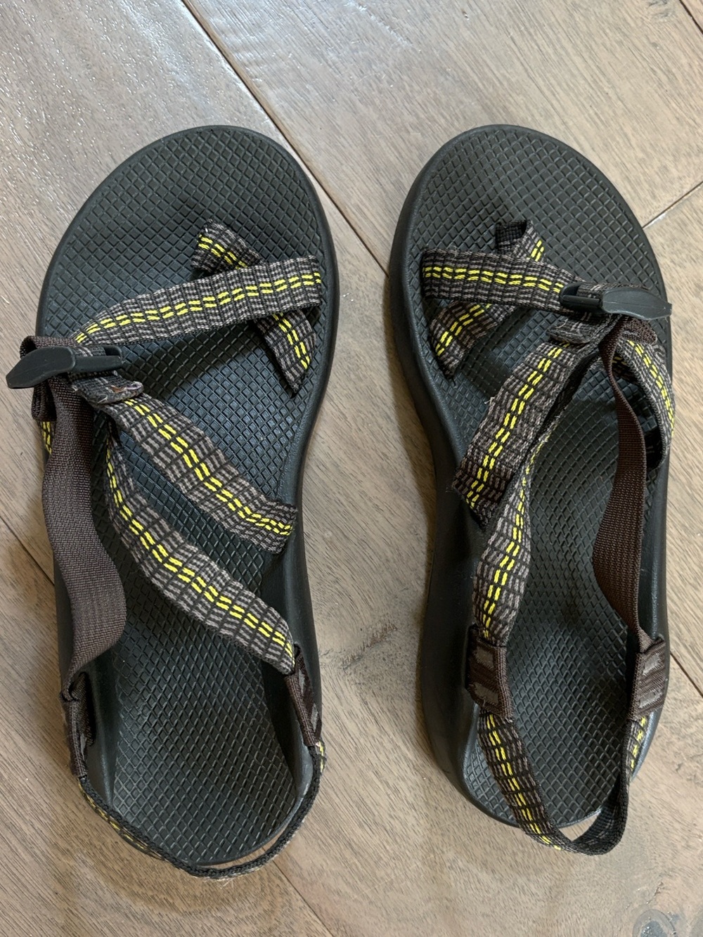 Chaco Men's Brown Sandals with Yellow Accents